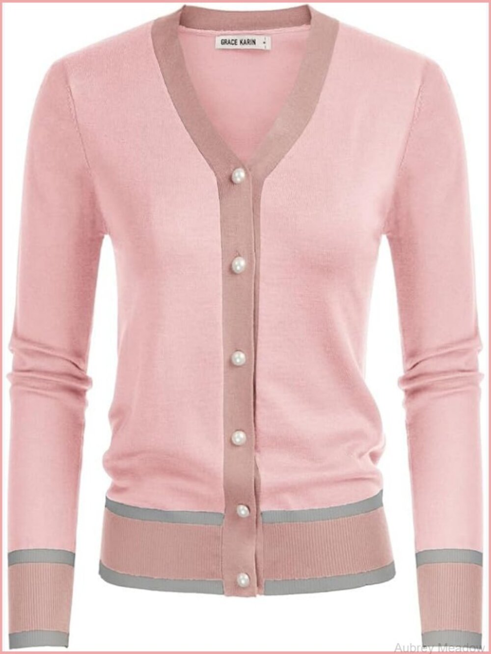 Lightweight Cropped Cardigan Sweater V-Neck Long Sleeve Button Down - Picture 1 of 7